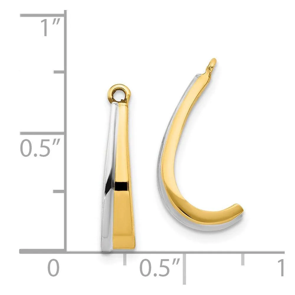 14k Polished & Rhodium J-Hoop Earring Jackets