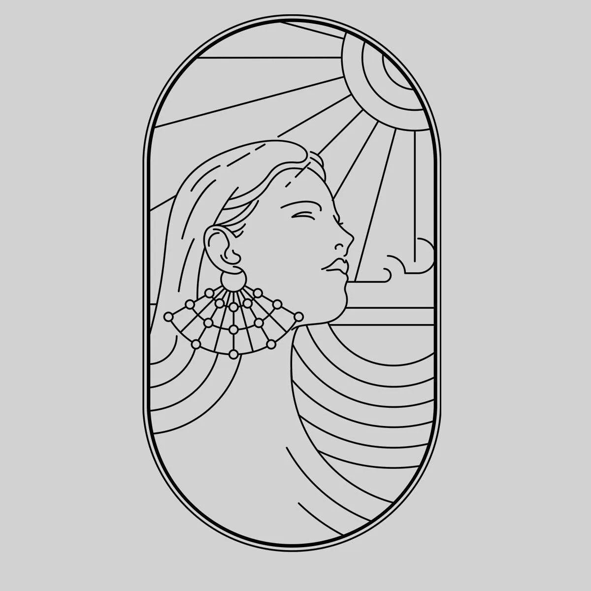Art Deco Elegant Portraits Unisex T-shirt Golden Nostalgia Soft Line Design 2