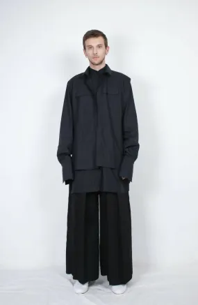 Black Layered Cotton Shirt