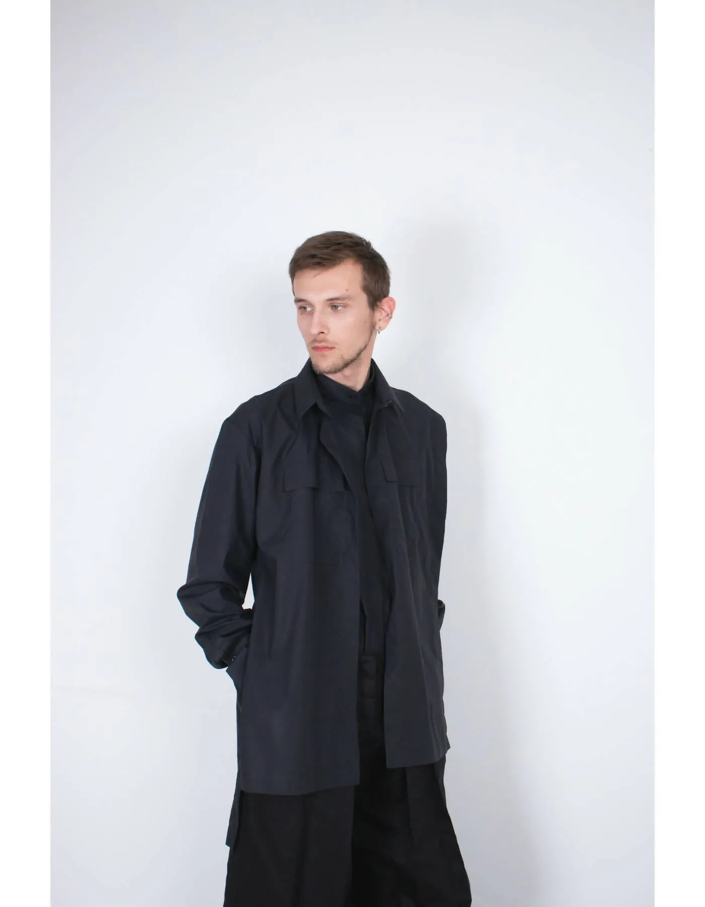 Black Layered Cotton Shirt