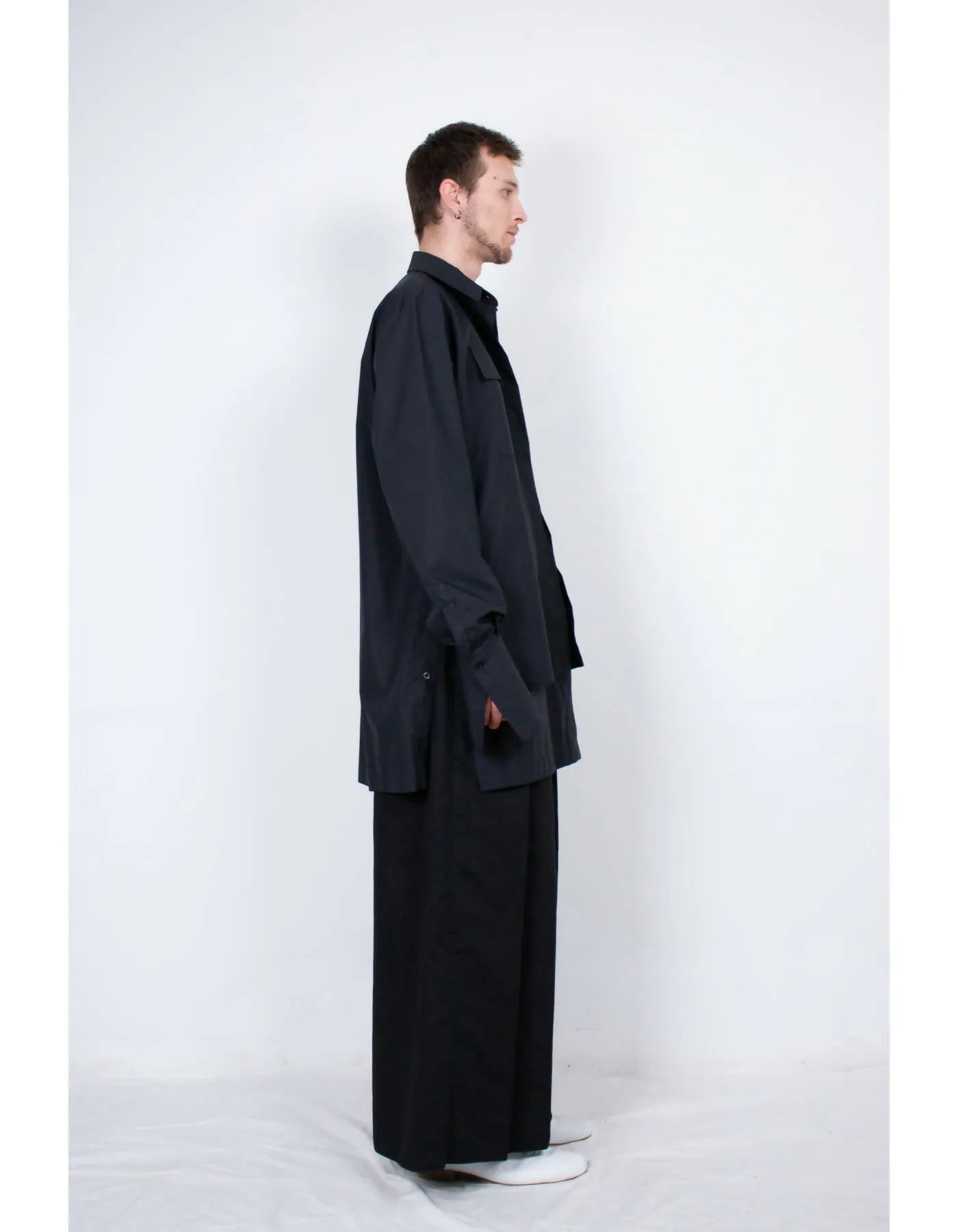 Black Layered Cotton Shirt