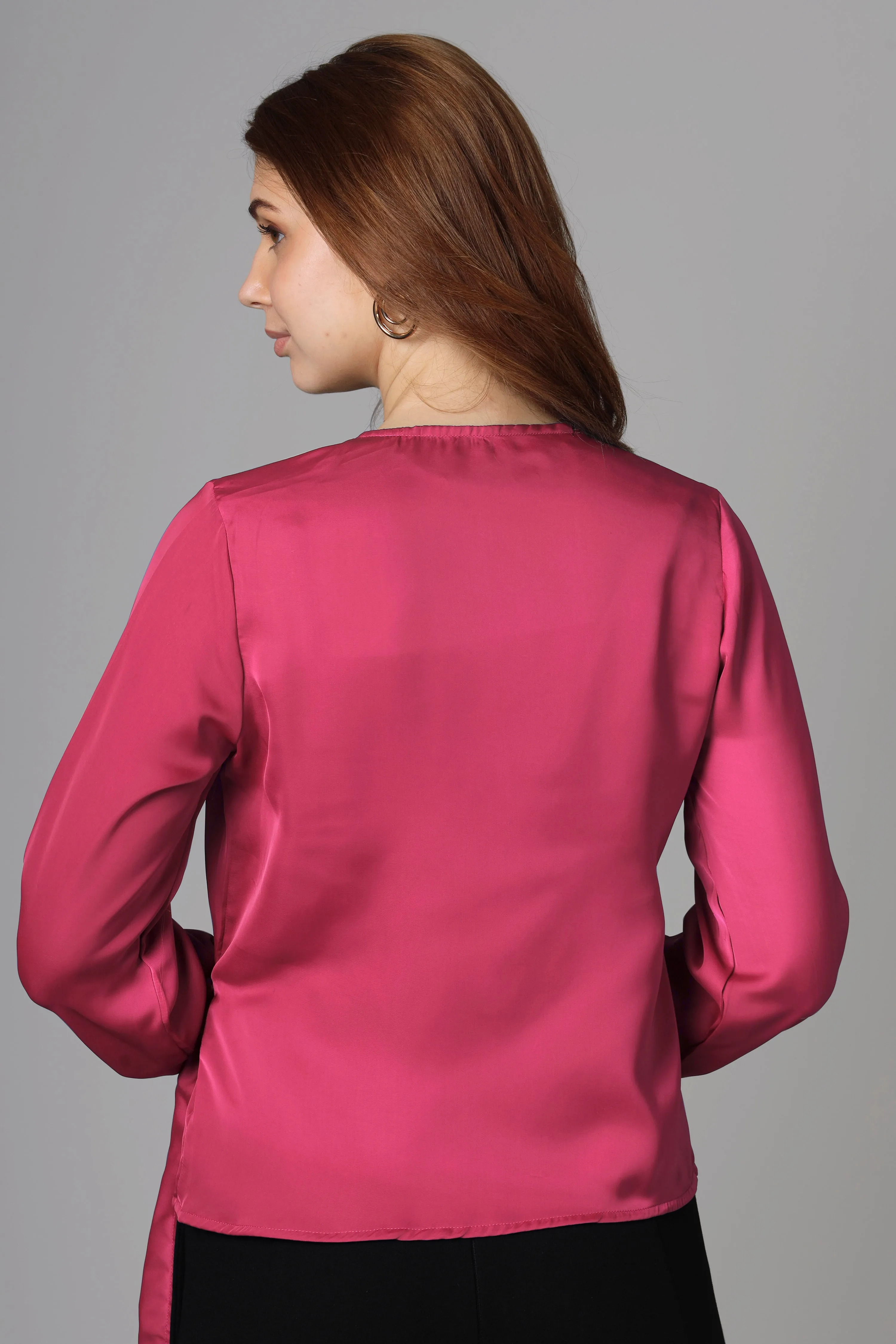 Classic Plain Hot Pink Top For Women