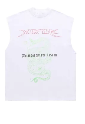 Dinosaur sleeveless tshirt dragon print tank top surfer vest