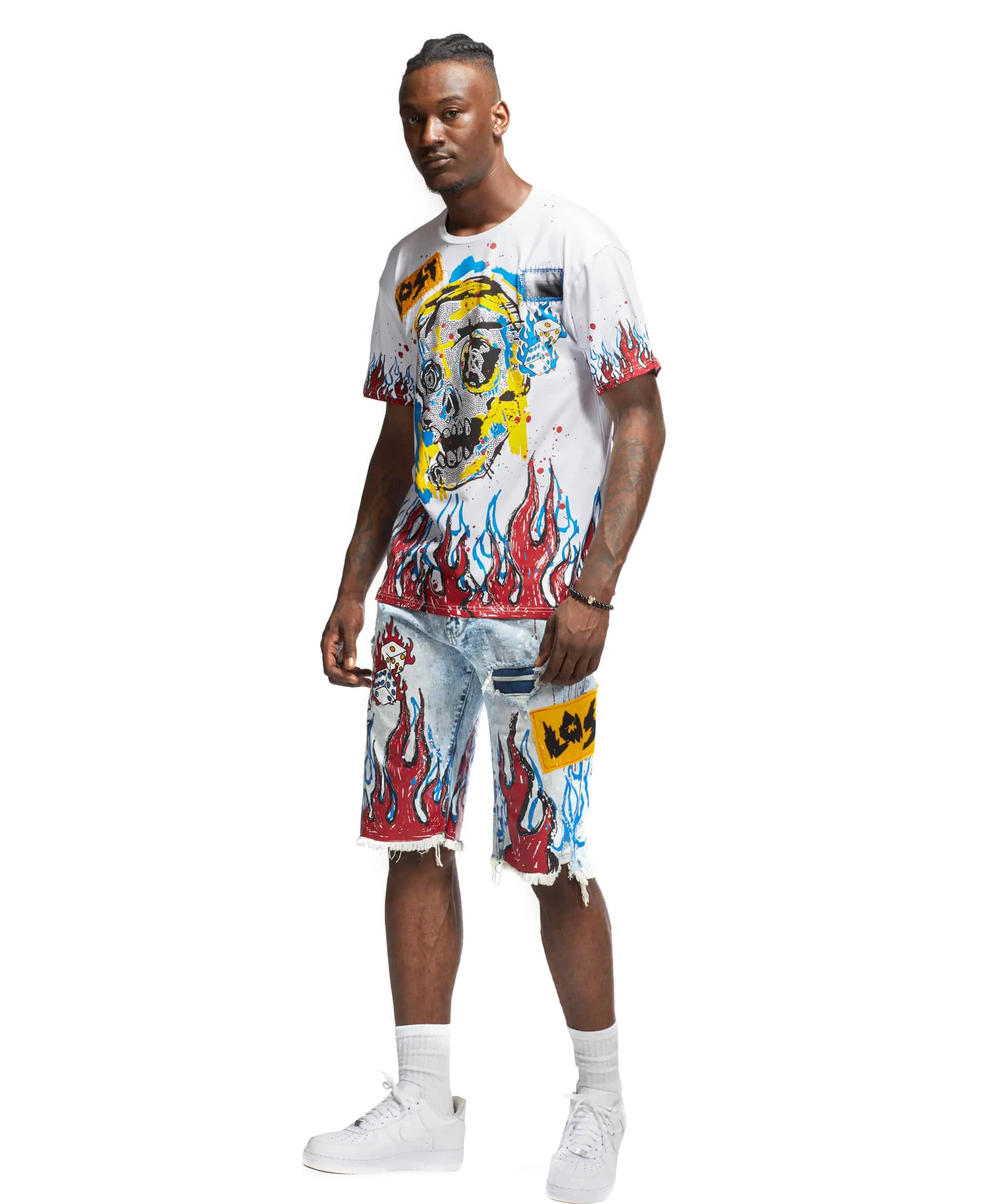 Flame & Skull Tee - White