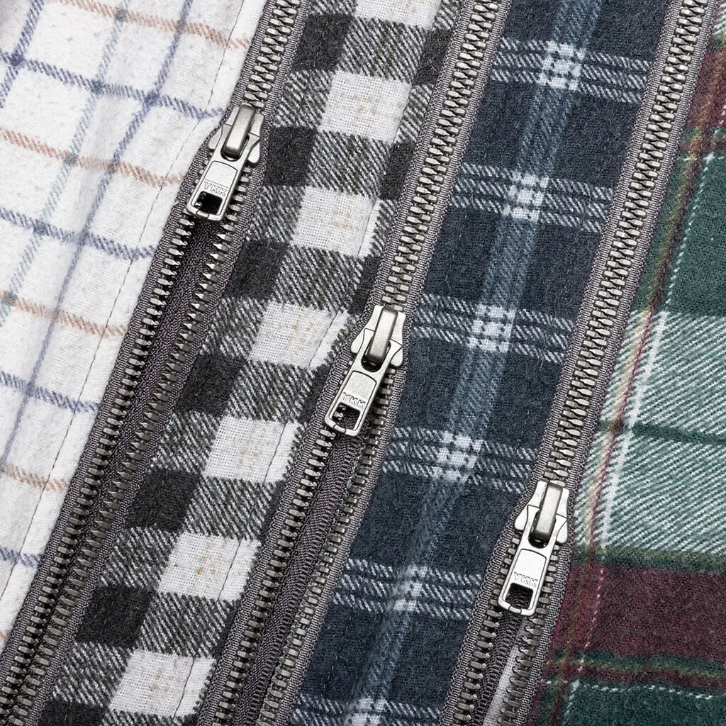 Flannel Shirt 7 Cuts Zipped Wide Reflection Shirt - Assorted