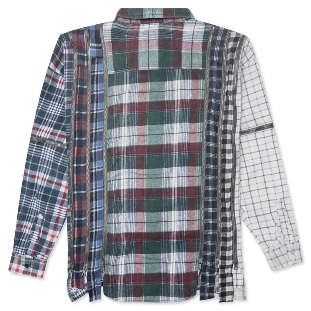 Flannel Shirt 7 Cuts Zipped Wide Reflection Shirt - Assorted