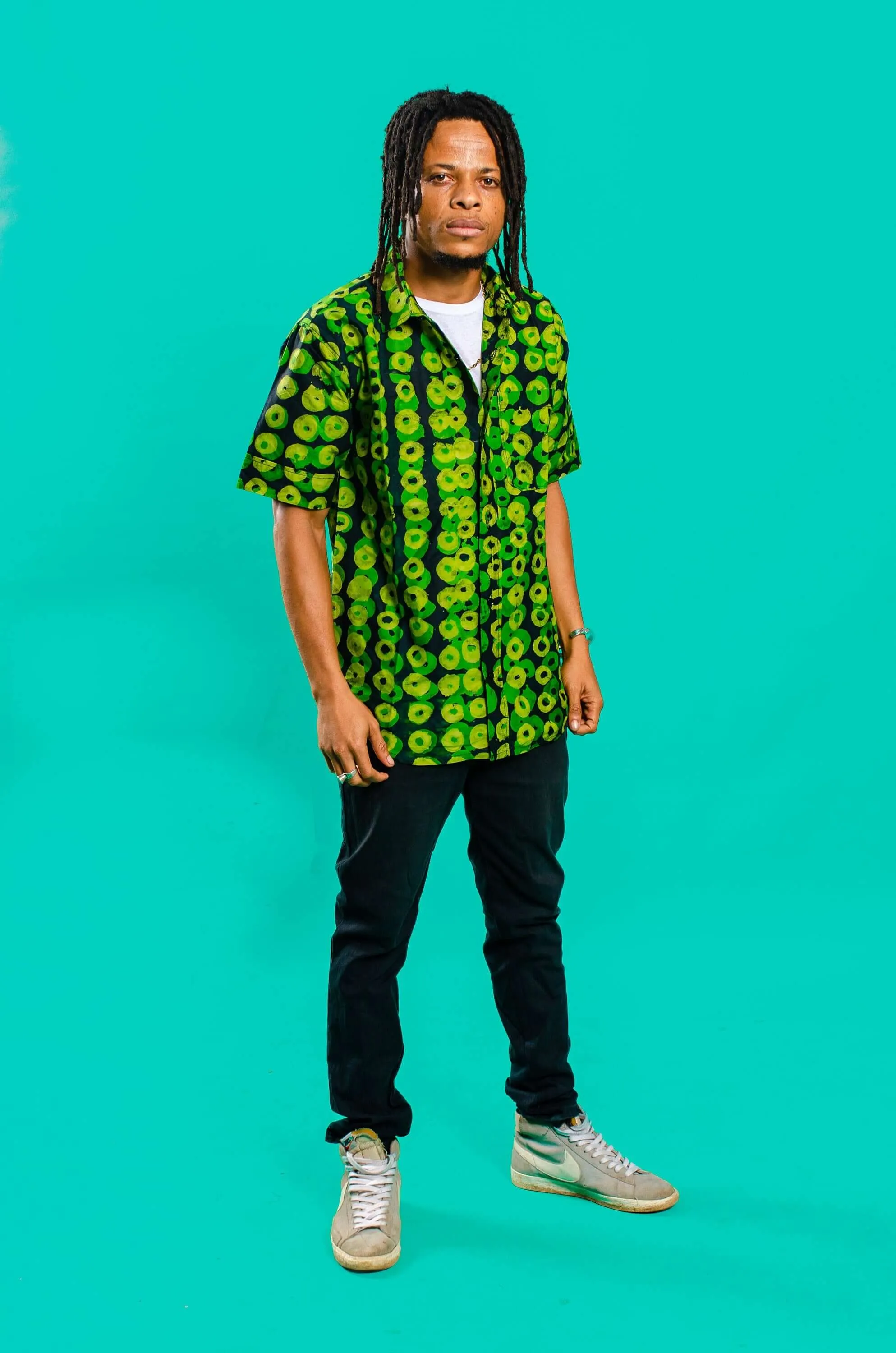 Green Batik Short-Sleeve Shirt