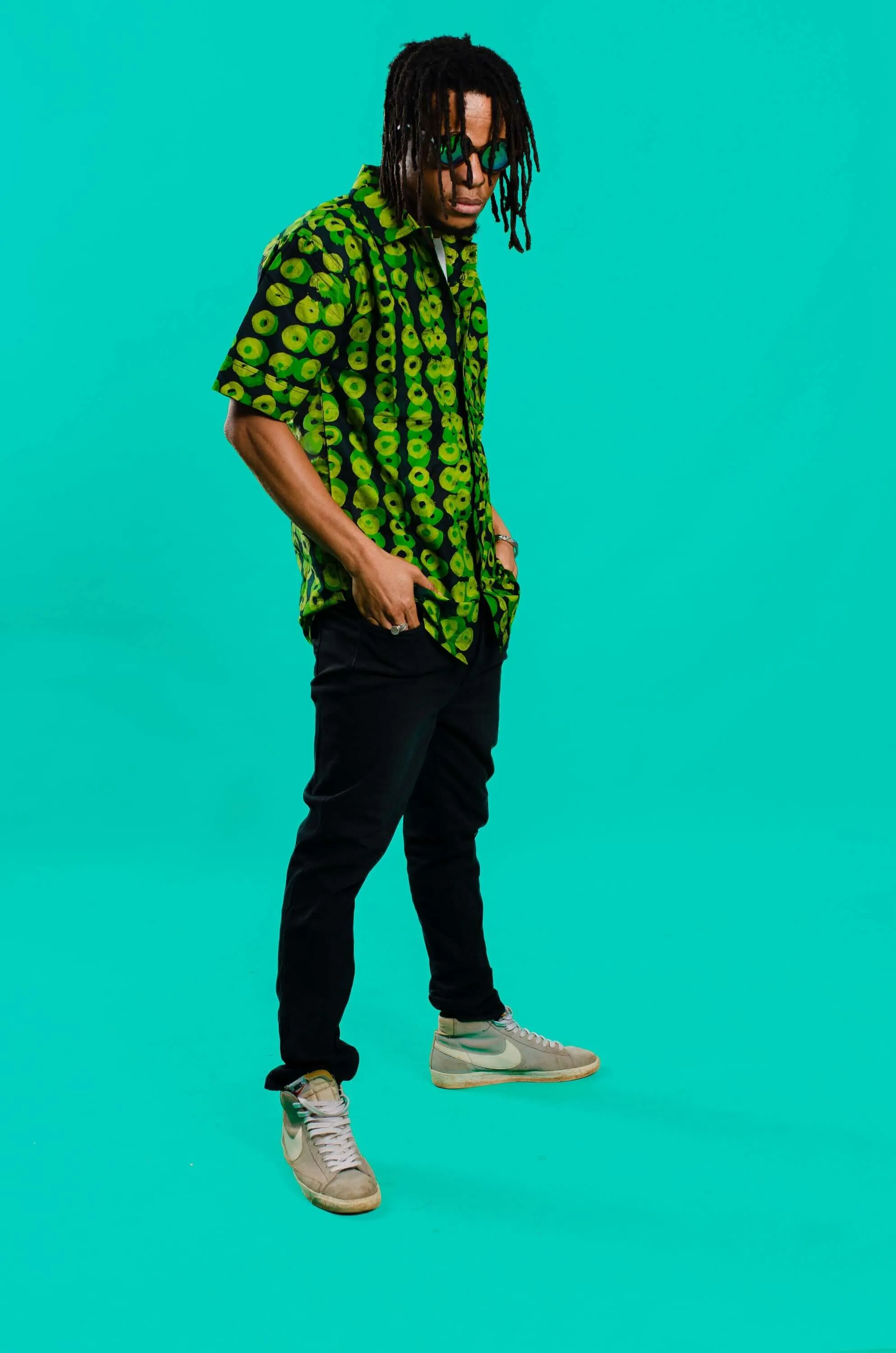 Green Batik Short-Sleeve Shirt