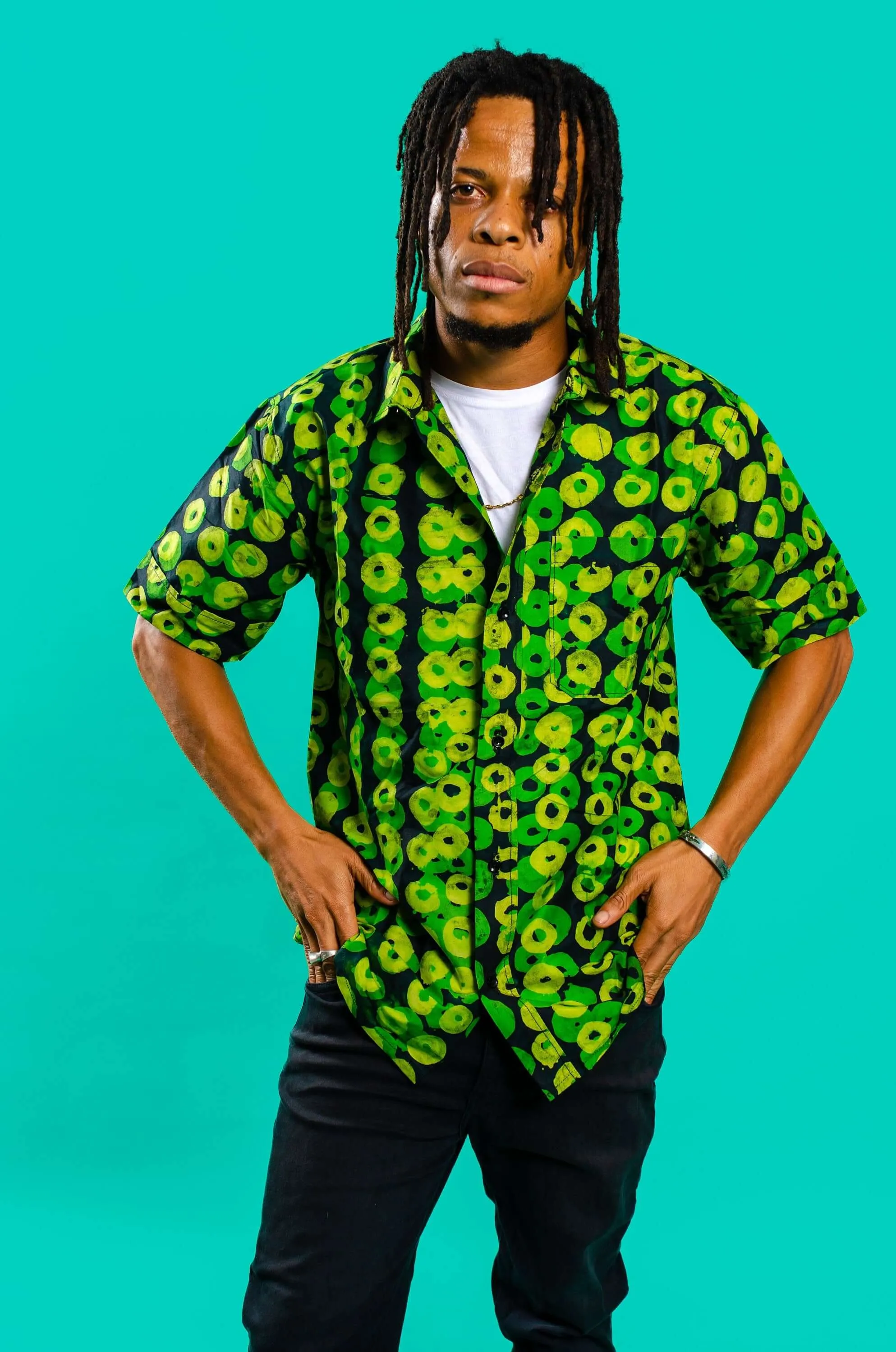 Green Batik Short-Sleeve Shirt