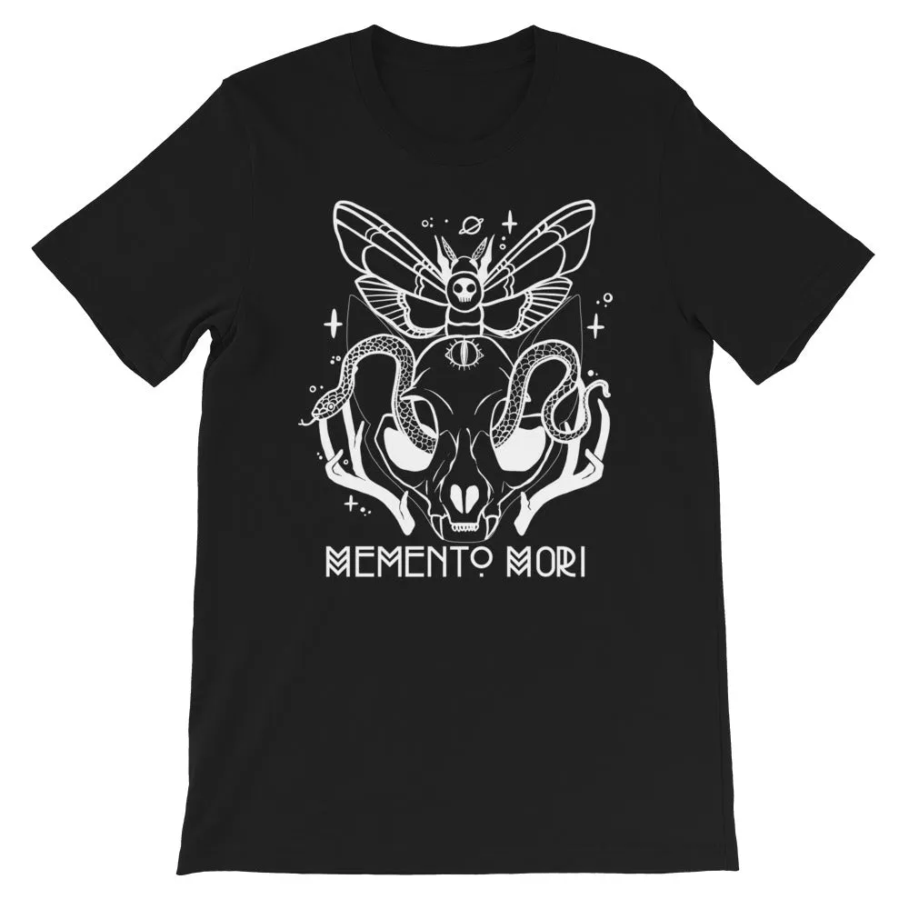 Memento Mori Cat Skull Black Graphic T-Shirt