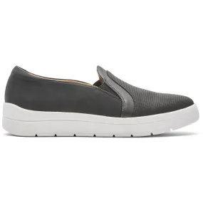 Rockport Womens TF Navya Double Gore Faux Suede Laceless Oxfords