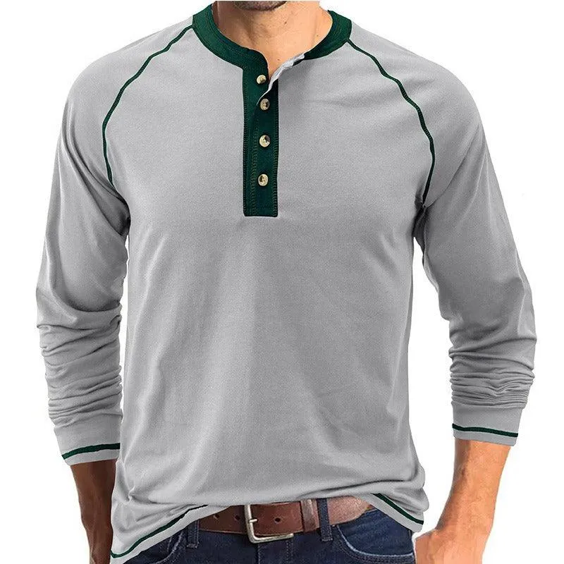 Solid Long Sleeve Europe and America Men's T-shirt
