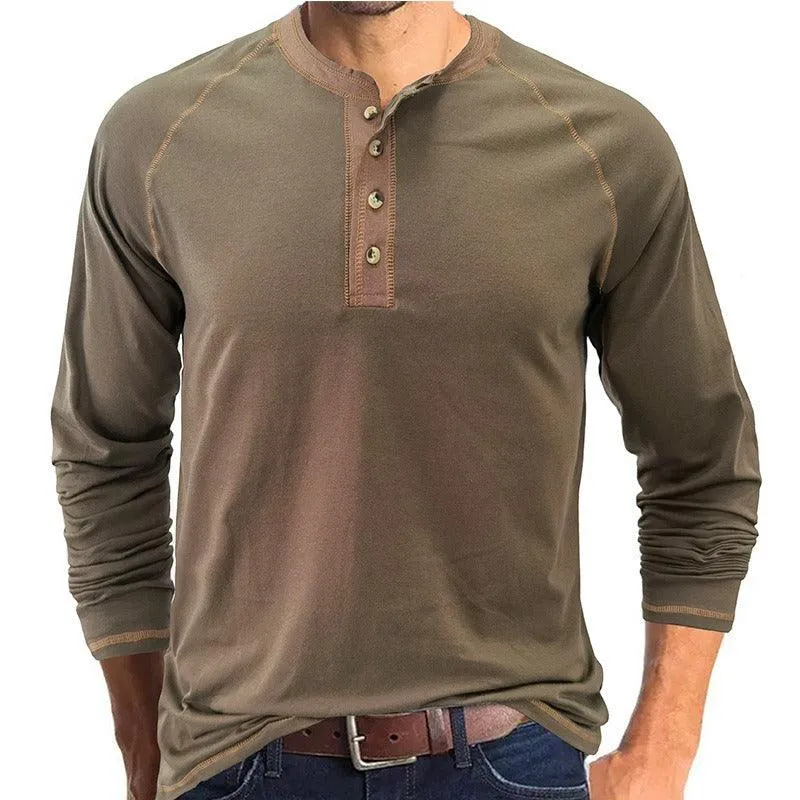 Solid Long Sleeve Europe and America Men's T-shirt