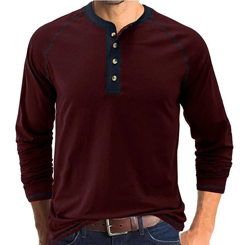 Solid Long Sleeve Europe and America Men's T-shirt
