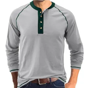 Solid Long Sleeve Europe and America Men's T-shirt