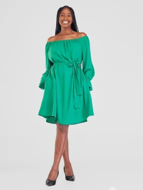 Vivo Jema Off Shoulder Tent Knee Length Dress - Green