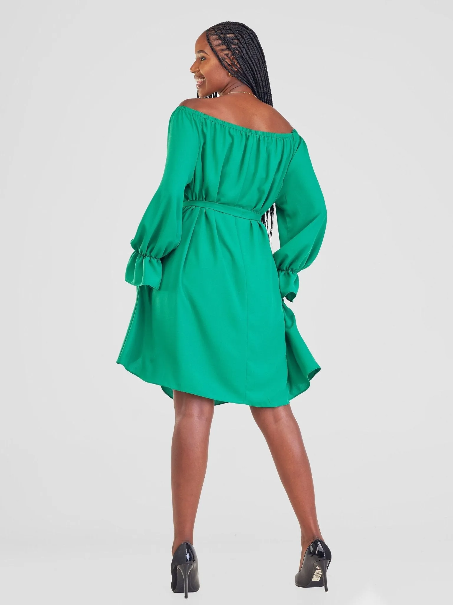 Vivo Jema Off Shoulder Tent Knee Length Dress - Green