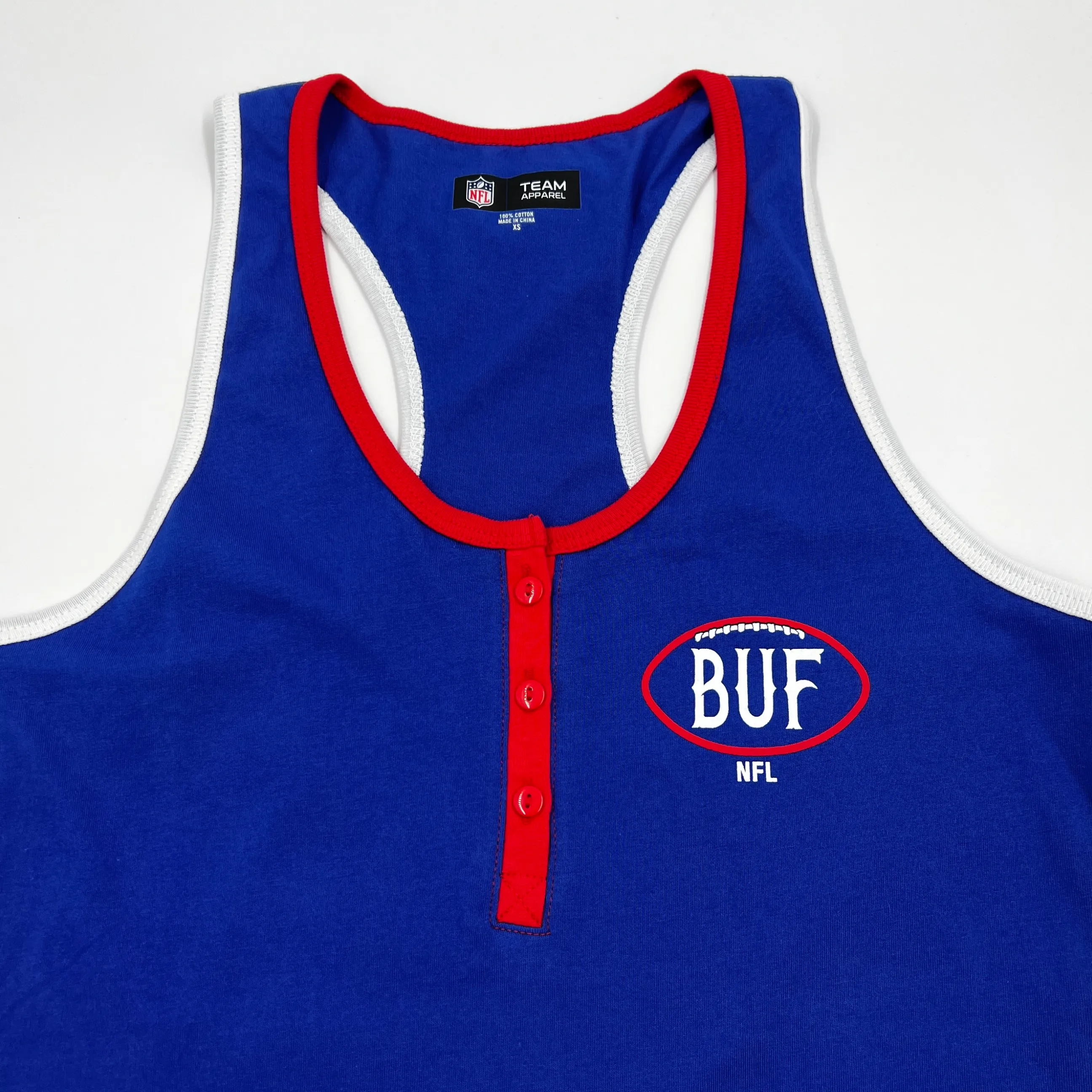 Women's New Era Bills Royal Blue Racerback With Buttons Tank Top
