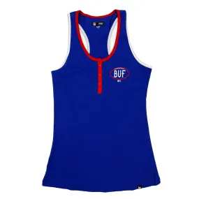 Women's New Era Bills Royal Blue Racerback With Buttons Tank Top